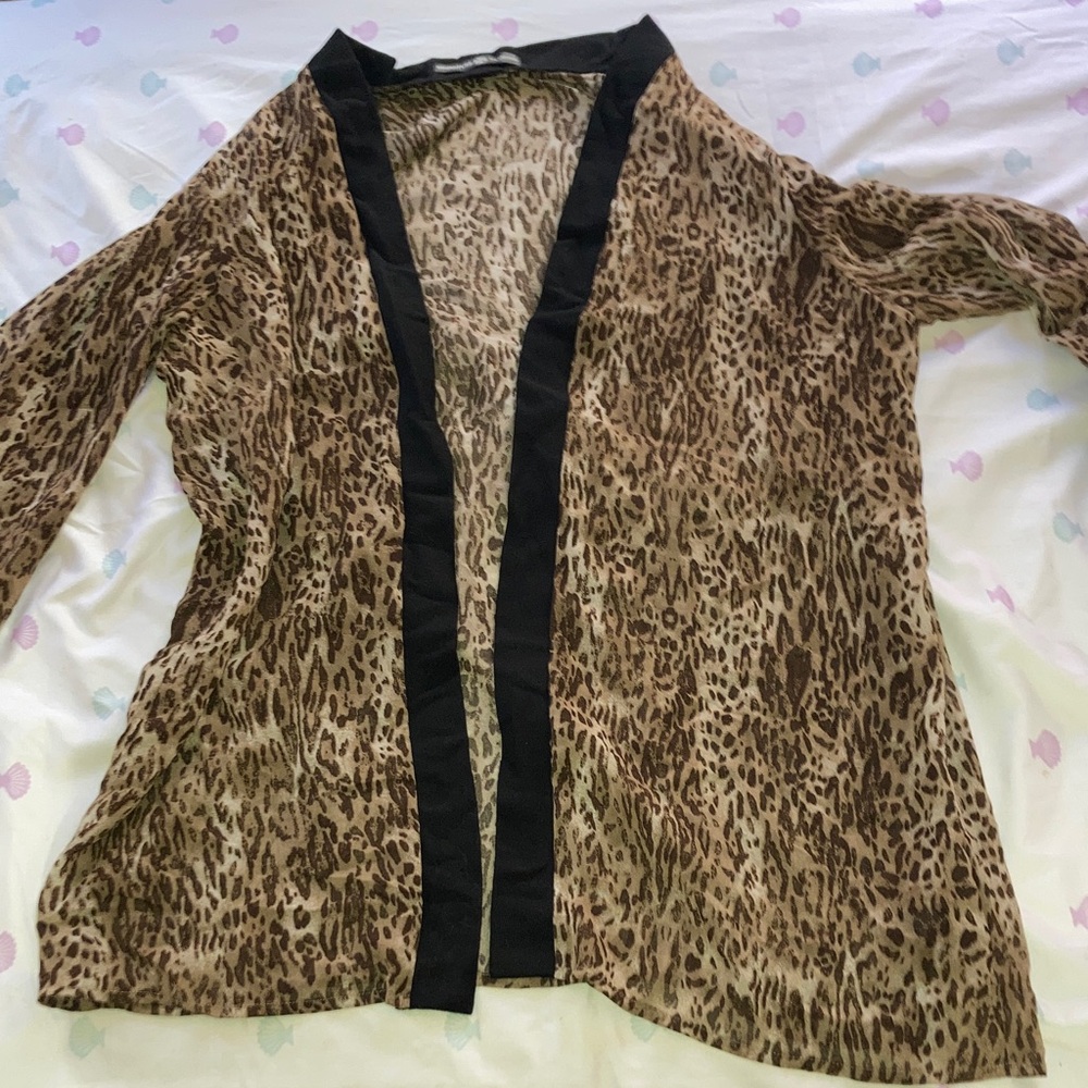 Leopard Print Open Front Cardigan